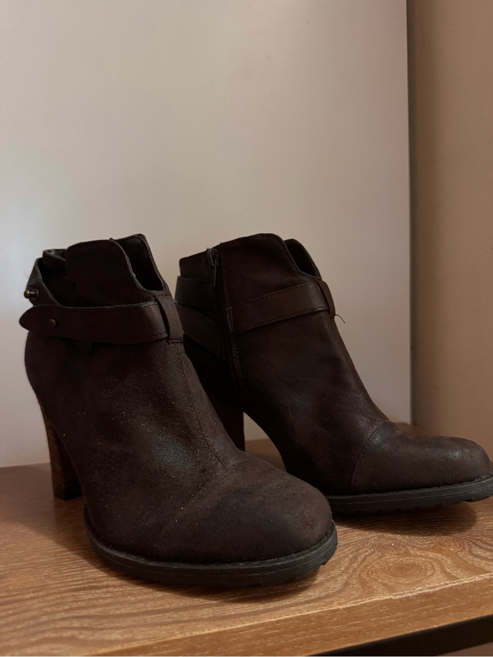 Fergalicious Women's Brown Suede Ankle Booties